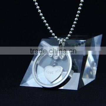 Stainless Steel Round Glass Charm Pendant for Wholesale photo-4