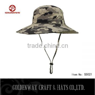 Custom printed cotton camo bucket hat and cap