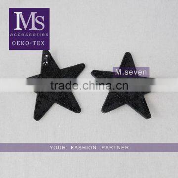 latest design glitter black sequin material embroidery star patch custom embroidery patch for garment