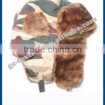 camo Russian hat with fake fur