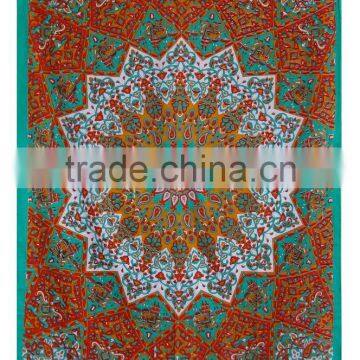 Twin Bedspread Cotton Printed Single Dorm Bed Cover Manufacturing Tapestries Indian Exporter Rich Art And Craft USA Tapestry