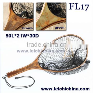 Small burl wooden handle fishing landing trout net