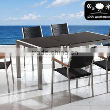 CH-T0001 stainless steel frame granite garden table set