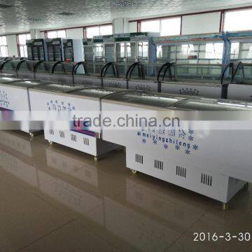 2016 High Quality Commercial Glass Top 568L/618L/818L Meat Freezer Seafood Display Freezer for Supermarket Fish Display Cabinet photo-4