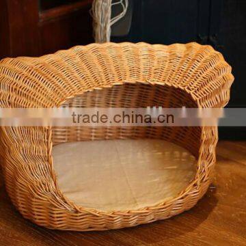 100% handmade cute wicker pet bed cat shaped cat bed wicker cat bed supplier in China