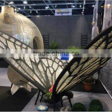 Garden rattan hand woven weather resistance PE plastic aluminum frame animal butterfly garden decoration