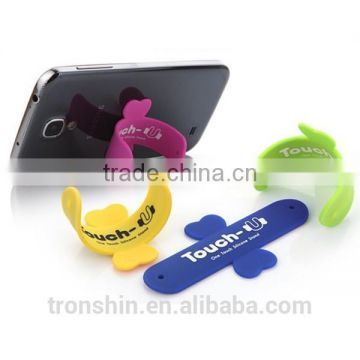 Eco-friendly silicone one touch U simple mobile phone stand with custom printing