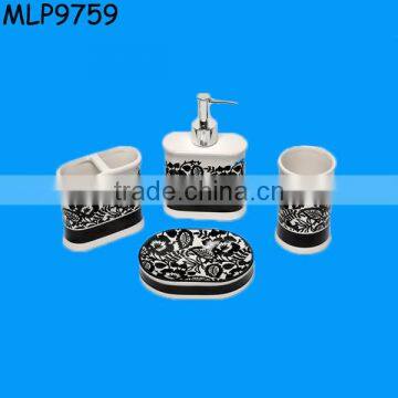 Wholesale Black and White Ceramic Bath Accessory Set