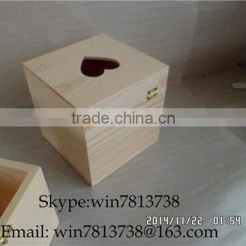 Low Price Natural Pine Wood High Quality Christmas Gift Package Box With Heart Shape Lid Square Tea Flower Box In Stock 13*13*13 photo-3
