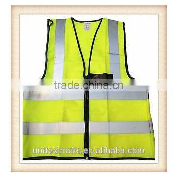 High Visibility Pocket Safety Zipper Vest With Reflective Strips Universal Size photo-3