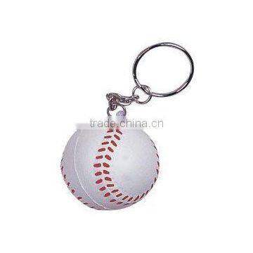 PU baseball with keychain/stress reliever baseball keyring/PU foam toy keychain