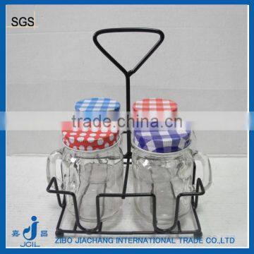 4 pcs square glass classical mason jar set