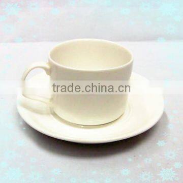 Plain Reinforced Porcelain Ceramic Coffee Cup Mug with Saucer