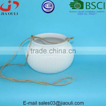 BSCI Audit Factory Glazed White Hanging Planter Pot photo-4
