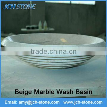 Beige marble stone special design bathroom countertop sink