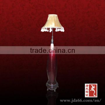 China supplier red glazed ceramic lamp with led lighting