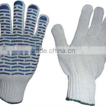 one side PVC dotted cotton knitted wrist gloves