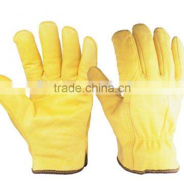 Hot sell yellow cow grain leather winter driver gloves ZM734-G