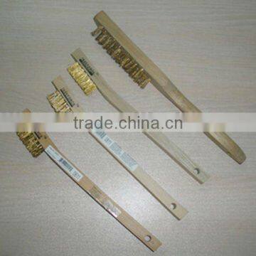 7" Mini wood handle brass wire brush