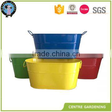 outdoor oval metal flower bucket