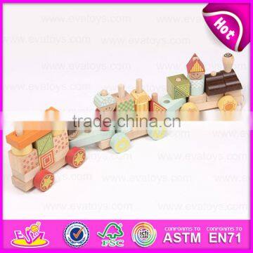 Funny Play Wooden Magnetic Train Pull Toy for Kids,Children Toy Train Educational Pull Cart Wooden Block Train W05C022 photo-6