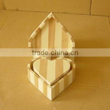 2015 Newest Top Quality Wooden Box|heart Shape Wooden Box