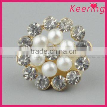 Vogue wholesale alloy rhinestone pearl button for decoration WBK-1486