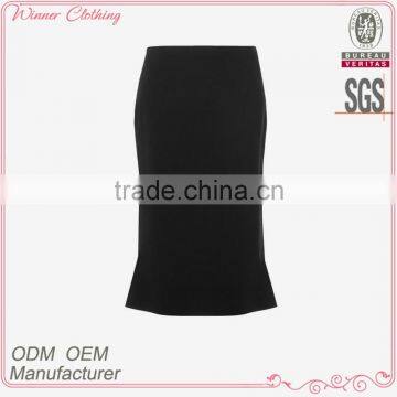 Fashion black peplum skirt with back dart for office ladies