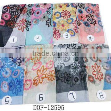 Chiffon Voile Fashion Scarf Printing Floral Geometrical Pattern photo-3