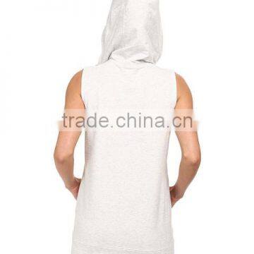 Women Vest Waistcoats With Hooded Sleeveless Half-zip Hoodie White and Gray Color photo-3