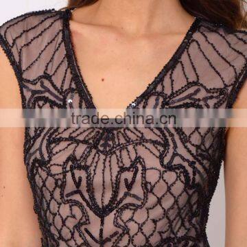 2016 Latest Black Embellished Mesh Dress photo-3