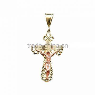 Two tone plated filigree crucifix pendant