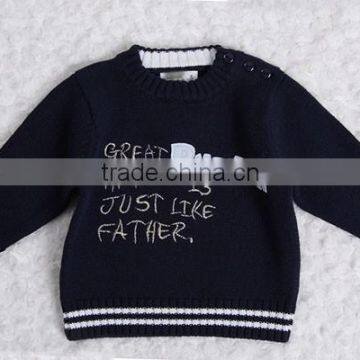 Words Embroidery Jersey Knitted Kids Pullover Sweater Crew Neck photo-2