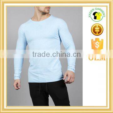 95%cotton 5% spandex tight fitted long sleeve gym t shirt for men