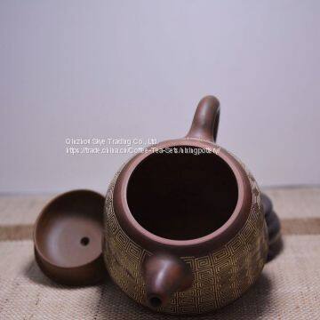Antique Line Tea Pot Chinese Pottery Supplier Handcraft Clay Tea Pot With Gift Box photo-3
