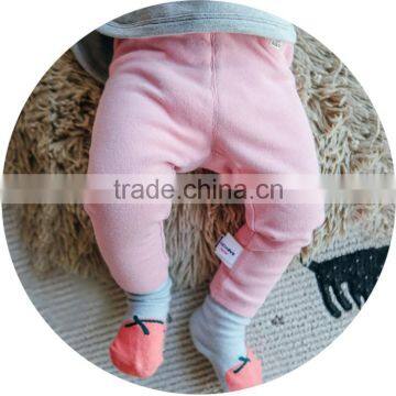 S60008B The Spring Infants Pure Color Cat Cartoon Affixed Cloth Leggings photo-3