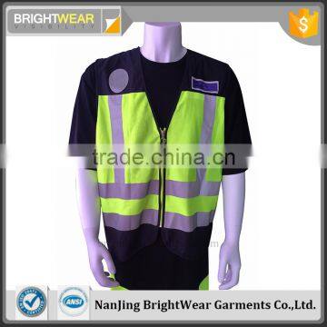 EN 20471 polyester solid public zipper closure mens reflective vest