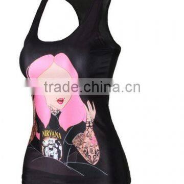 95% cotton 5% spandex custom womens sublimated fitness tank top wholesale yoga clothing