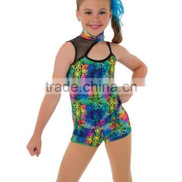 2017 new-tap and jazz colourful print teen team dance costumes