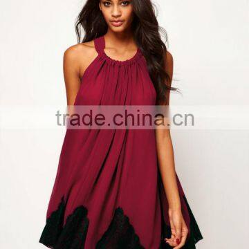 Swing Dress With Lace Trim