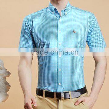 Short Sleeve Shirt Cotton Summer Youth Contracted Texture Plaid Shirt English Cultivate One's Morality With Big Yards photo-3