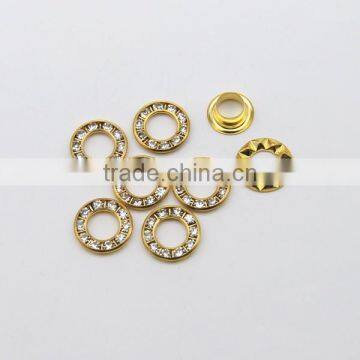 3 Colors 12mm Round Metal Brass Rhinestone Eyelets Crystal Diamond Grommets Glass Eyelets RE-12mm-001 photo-4