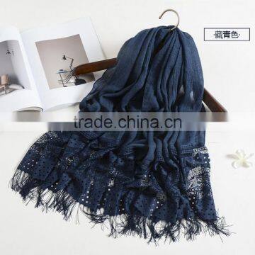 New Fashion Custom Lash Lace Trimming Viscose Hijab Scarf