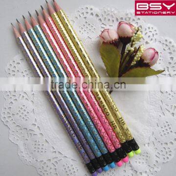 12 pcs HB roll printing pencil with eraser pencil with pvc box