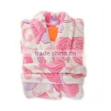 100% soft coral polyester bathrobe