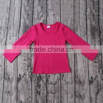 2016 yawoo rose red long sleeve cotton knitted plain shirts trendy kids clothing