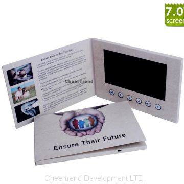 Promotional 7 inch LCD video greeting book, lcd video brochure card for advertising