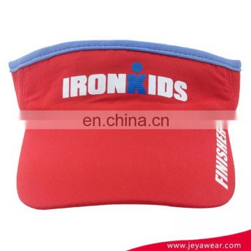 Custom polyester red sun visor cap with "IRONKIDS"embroidery logo