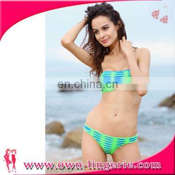 Women Sexy Blue chest wrap Bikini Decorative