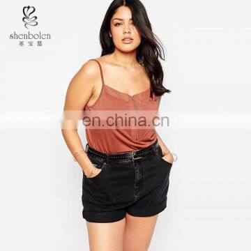 Plus Size Zip Front Cami Tops Women Tank Top